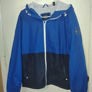 Dockers Blue and Navy Hooded Windbreaker  Rain Jacket Size Small